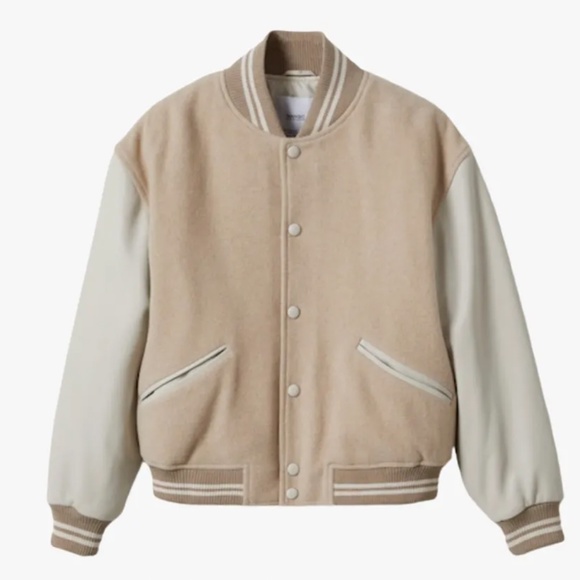 Pernille x Mango Cream Wool Bomber Baseball / Letterman's Jacket - Picture 2 of 9